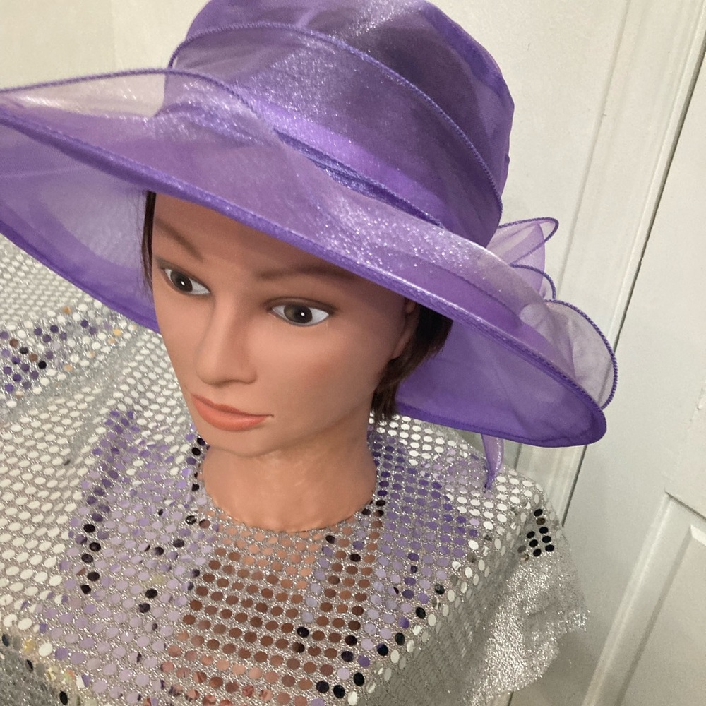 Elegant Purple Women's Hat church wedding tea party shower - Picture 4 of 5